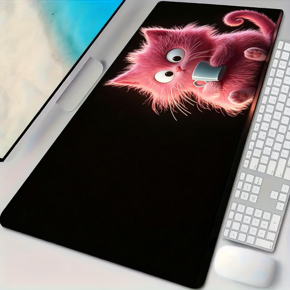 Gaming Accessories Pink - Fantasy Pink Cat Muismat Bureaumat Grote