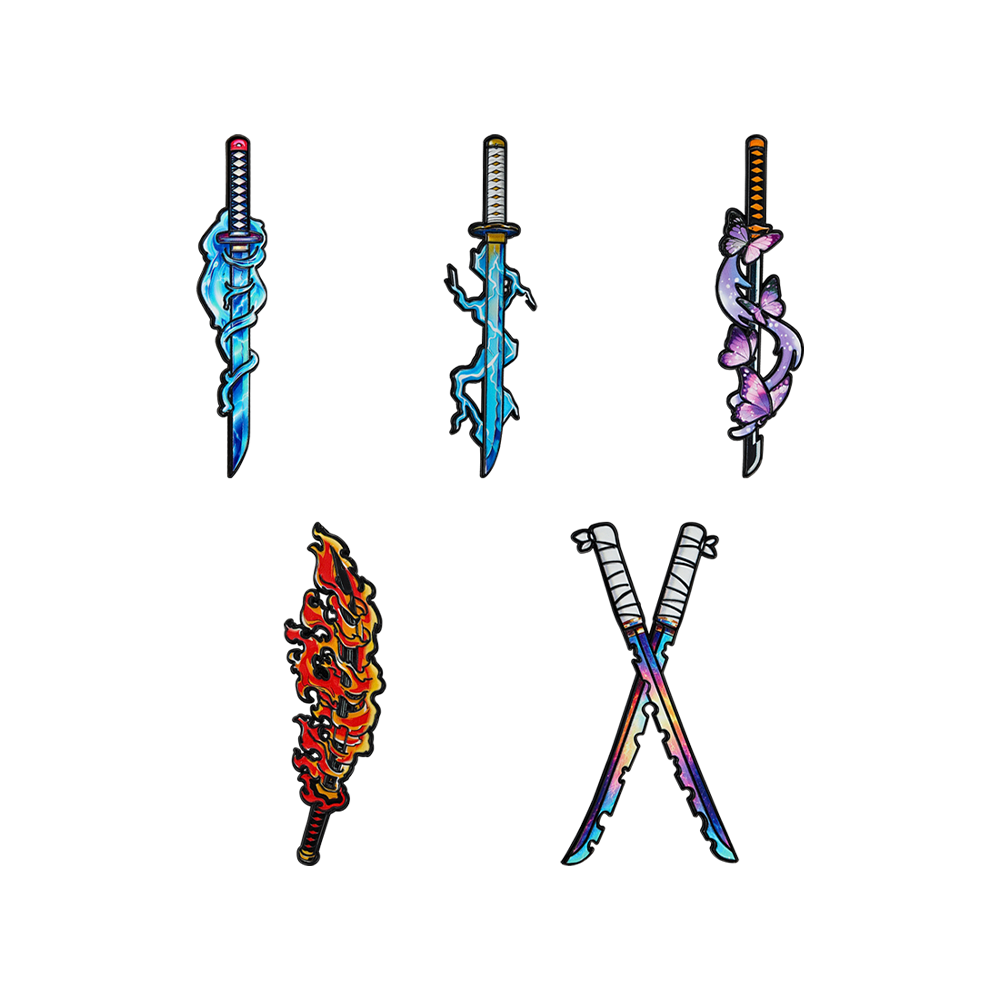 Gaming Accessories Anime - 5-delige Demon Slayer Nichirin Zwaard Emaille