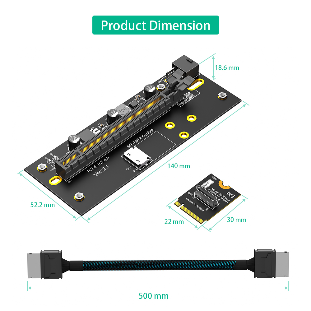 Pcie Extension Cable - hot M.2 M-Key 2230 naar PCI-e