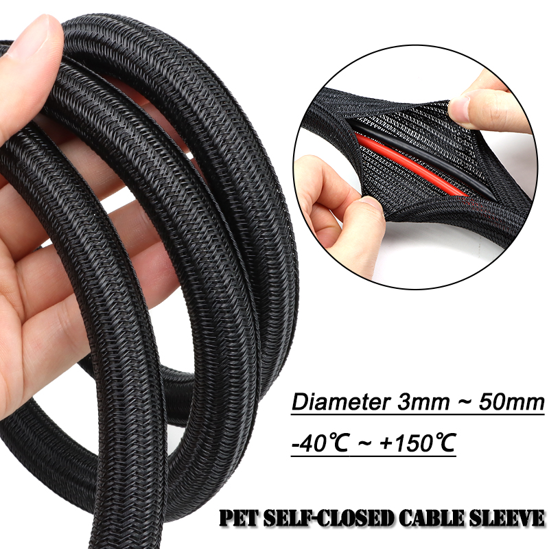 3/5/9m Zwarte PET Gevlochten H - Cable Sleeve Braided recensie en prijs